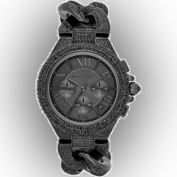 Michael Kors Authentic Black Swarovski Crystal Chain Link Watch MK3249 - Picture 1 of 6